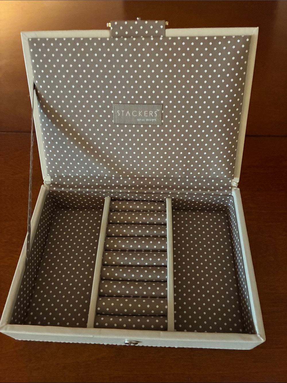Stackers Taupe Polka Dot Jewelry Organizer Box